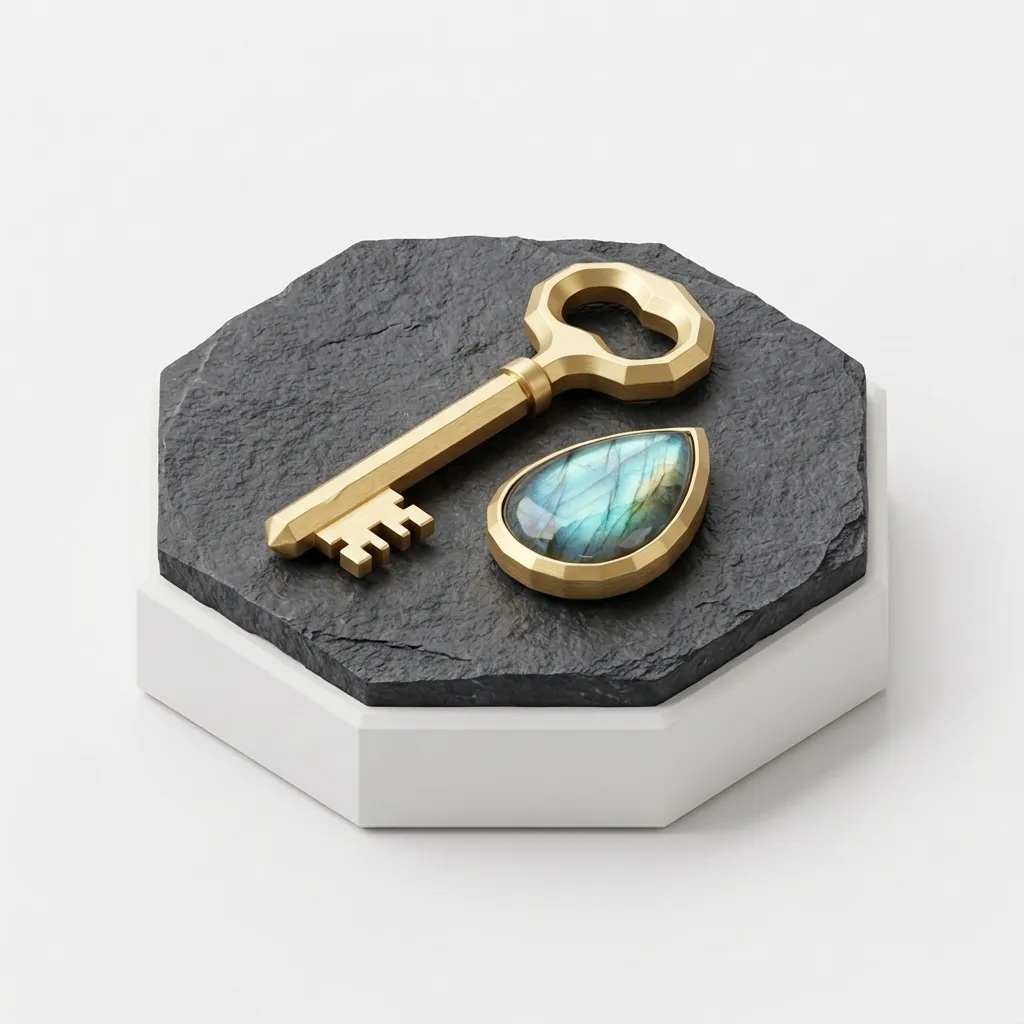 Key to Life charm and labradorite drop